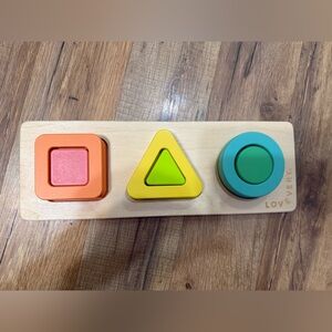 Lovevery Wooden Shape Puzzle - Orange, Yellow, Blue